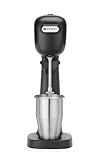 HENDI Frullatore milkshaker, cappuccino freddo, frappè, frullatore per bevande, Incluse 2 ciotole (acciaio inox e policarbonato) e 2 set di 2 agitatori di ricambio, 230V/400W, 170x196x(H)490mm, nero