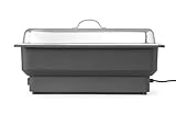HENDI Chafing Dish Elettrico Pollina, Mantenitore di Calore per Buffet, Bain-Marie con Coperchio, 30°– 85°C, 9L, Contenitore GN 1/1 Incluso, 230V, 900W, 575x349x(H)278mm, Inox, PP