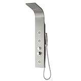 Ogomondo Colonna Doccia Step a Pannello Acciaio Inox Finitura Spazzolata 3 Getti Idro Lombari Piacevole Cascata H120xL20