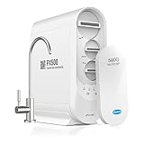 Frizzlife PX500-A Sistema di filtraggio dell'acqua ad osmosi inversa, alcalino e rimineralizzato, senza serbatoio, filtro RO da 500 GPD, rapporto di scarico 1:1,5, rubinetto in nichel spazzolato