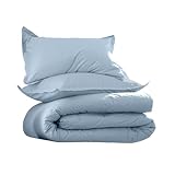 EcoPure Set piumino, 100% cotone biologico, azzurro, completo/queen size