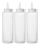 HENDI Bottiglia dosatrice di salse e condimento, riutilizzabile, set di 3 pezzi, biberon dosatore da spremere, flacone squeeze, ketchup, mustard, oli, mousse, 0,35L, ø55x(H)205mm, trasparente, PE, PP