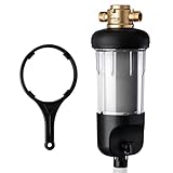 iSpring WSP50J Reusable Whole House Spin-Down Sediment Water Filter, Upgraded Jumbo Size, Large Capacity, 50-Micron Flushable Prefilter Filtration, 1' MNPT + 3/4' FNPT, Lead-Free Brass