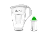 PearlCo - Filtro per Acqua in Vetro (Bianco) con 1 Cartuccia filtrante Alkaline Classic - Adatto per Brita Classic