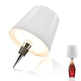 Forhome Lampada da Tavolo per Bottiglia, LED con Luce Della Bottiglia Della Batteria, Lampada Comodino da Tavolo Senza Fili, Controllo Touch da 3 Modalita Temperatura di Colore, Soggiorno, Ristorante