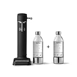 Aarke Carbonator 3, Gasatore D’Acqua Per Trasformare L’Acqua In Acqua Frizzante, 2 x Bottiglie (800ml), Finitura Nera Opaca