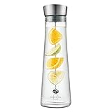 SILBERTHAL Caraffa vetro 1 litro - Caraffa vetro con tappo - Caraffa per acqua da tavola - Brocca design
