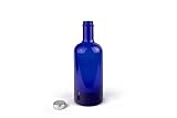 BELLEROFONTE Bottiglia modello GIN in Vetro Blu solarizzata per Acqua 750 ml con tappo