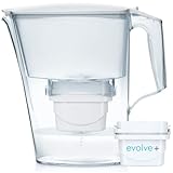 Aqua Optima Liscia - Caraffa Filtrante per Acqua, Capacità 2,5 Litri, con 1 Cartuccia Filtrante Evolve+ da 30 Giorni, Riduce Microplastiche, Cloro, Calcare e Impurità