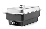 HENDI Chafing dish elettrico a bagnomaria Tellano, Scaldavivande elettrico da Buffet, GN 1/1, capacità 9L, 30–85°C, 230V, 900W, 575x349x(H)278mm, polipropilene e acciaio inox