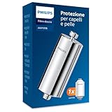Philips Water Filtro doccia In-Line con 1 confezione, riduce il Cloro fino al 99%, facile da installare, compatibile con tubi e rubinetti standard, Cromo, filtrazione 50.000L