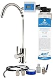 Sistema di Filtrazione Acqua da Sottolavello - Installazione Rapida per Acqua Senza Calcare, Cloro e Sedimenti - Filtro 4MF - Testa QL1 - Rubinetto 1 Via - Conta Litri - Tubi e Raccordi