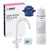 BWT AQA drink Pure 2.0 MyAQUA ZINC+MP200 | Miscelatore da cucina cromato con bocca a C estraibile, Spruzzo di risciacquo regolabile | Acqua potabile perfettamente filtrata | ZINC+MP200