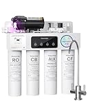Waterdrop T4-A Sistema a Osmosi Inversa Alcalina pH+, Doppio Flusso, Certificato NSF/ANSI 372, Filtrazione a 10 Stadi, Sistema di Filtrazione Acqua RO Senza Serbatoio da 450 GPD