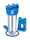 WK - Kit Completo composto da Contenitore Vuoto per Filtrazione Acqua da 10 Pollici, Staffa di Fissaggio e Chiave di Apertura per Montaggio