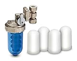 WK - Dosatore Ruotabile di Polifosfato per Caldaia, Utile per Filtrazione Acqua,con Incluse 4 Cartucce, Funge da Anticalcare e Anticorrosione per Tutti gli Impianti