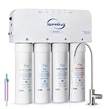 iSpring RO5004F Filtro Acqua a Osmosi Inversa con UV, 500 GPD Depuratore Acqua Domestico Sottolavello, Acqua Pura/Scarico 2:1, Senza Serbatoio, con Pompa di Pressurizzazione, Riduce PFAS, TDS e Piombo