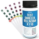 MILYTEC 110 Strisce Test Durezza Acqua – Kit Analisi Acqua Potabile – Misuratore Calcare per Addolcitore, Acquario, Piscina – Misurazione Facile con Strisce Precise – °f (FR), °dH (DE), ppm