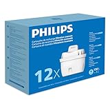 Philips Water Cartucce filtranti sostitutive Filtrazione Avanzata, 12 unità, riducono MICROPLASTICA, CLORO, CALCARE, METALLI PESANTI, CONFEZIONE PUO VARIARE