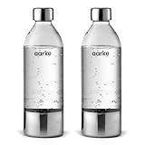 aarke 2 Pacchi Bottiglie per Gasatore d’acqua Carbonator 3, senza BPA con Dettagli in Acciaio (800ml)