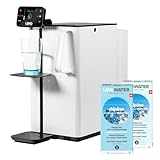 LANGWATER - Depuratore Acqua Domestico Portatile - Osmosi Inversa e Mineralizzazione - Senza Installazione - Erogatore di Acqua Calda - Senza Microplastiche - Da Banco - Pack di Minerali Inclus