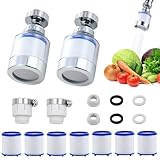 LURNODY 2 Pezzi Filtro Rubinetto Cucina, Filtro Anticalcare Rubinetto Cucina,Con 7 Elementi Filtranti In Cotone Pp, Adattatore Universale Per Casa, Cucina, Bagno, Lavandino