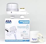 AQUASAN Aquacompact Nuovo Kit 2000 Litri - Filtro Rubinetto Anticalcare con 2 Cartucce, Depuratore Acqua Potabile, Riduce Microplastiche Rimuove Gusto Odore (White)