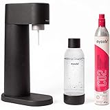 Mysoda - Kit di depurazione dell'acqua Woody - Legno composito rinnovabile con cilindro di CO2 e bottiglia di plastica Quick-Connect 1 l - BPA free (nero)