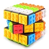 Forhome Cubo magico di velocità 3x3,Build-on Brick Magic Cube 2-in-1 Cervello Bricks e Teaser Puzzle Giocattoli Classici Compatibili con Lego per bambini Adulti Ragazzi Ragazze Regalo, Nero