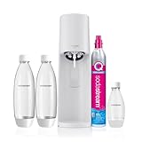 SodaStream Terra Megapack, Gasatore d’acqua per trasformare l’acqua in acqua frizzante, incluso cilindro contente Co2, 2 bottiglie da 1 litro, 1 bottiglia da mezzo litro, 28,8 x 19.5 x 43.6 centimetri