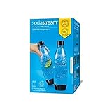 SodaStream DuoPack Fuse 2x bottiglia KST da 1L - lavabile in lavastoviglie (senza BPA) - flaconi di ricambio per SodaStream Bollitore d'acqua con bottiglie in PET, nero, 9x17,2x29