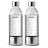 Aarke 2 Pacchi Bottiglie per Gasatore d’acqua Carbonator 3, senza BPA con Dettagli in Acciaio (800ml)