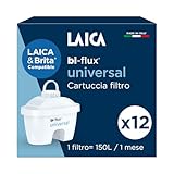 Filtro per acqua SLIM bi-flux® di LAICA – Compatibile con le Caraffe Brita* - 12 mesi di acqua buona e filtrata (12 filtri x 150L) - Made in Italy