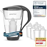 PearlCo, Caraffa filtrante in vetro, incluso un set di6 cartucce filtranti sufficienti per 6 mesi (compatibili con Brita classic) Anthrazit
