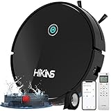 HiKiNS Robot aspirapolvere 2 in 1 con serbatoio dell'acqua da 400 ml, aspirapolvere robot autoportante con programma, ideale per peli di animali su pavimenti duri, HKS-888
