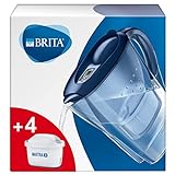 BRITA Caraffa Filtrante Marella per acqua, Blu (2.4l) - incl. 4 Filtri MAXTRA+ per la riduzione di cloro, calcare e impurità - ora in confezione Smart Box sostenibile