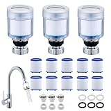 Set di 16 filtri dell'acqua, 3 filtri per rubinetto a 360° per la casa + 10 elementi filtro in cotone PP + 3 pezzi interfaccia universale, filtri per rubinetto, cucina, bagno, lavandino