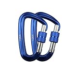 Kanuo Moschettone da Arrampicata con Blocco, Fibbia di Sicurezza con Blocco Dado per Impieghi Gravosi da, Adatto per Alpinismo, Amache, Campeggio, Attrezzatura da Esterno，6 Moschettoni(12KN-Blu)