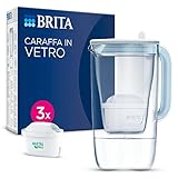 Brita Caraffa in vetro Light Blue (2.5L) incl. 3 filtri MAXTRA PRO All-in-1 - Caraffa di design premium con coperchio ribaltabile per riempimento facile, in confezione Smart Box sostenibile