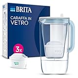 BRITA Caraffa filtrante acqua vetro (2.5L) incl. 3x BRITA filtri MAXTRA PRO All-in-1 riducono cloro, calcare, PFAS e metalli - Caraffa premium