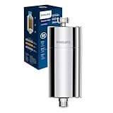 Philips Water Filtro doccia In-Line con 1 confezione, riduce il Cloro fino al 99%, facile da installare, compatibile con tubi e rubinetti standard, Cromo, filtrazione 50.000L