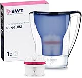 BWT PENGUIN filtro per acqua con 1 cartuccia al magnesio | depuratore acqua domestico per cibo e bevande | riduce calcare, cloro, piombo, rame | caraffa bwt compatta e elegante