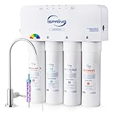 iSpring RO5004F-AK Filtro Acqua Osmosi Inversa Alcalina con UV, 500 GPD, pH+, Depuratore Acqua Domestico, Acqua Pura/Scarico 2:1 Sotto Lavello con Pompa, Monitor Vita Filtro, Riduce PFAS, TDS