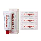Euthymol Dentifricio sensibile 75 ml x 3, dentifricio al fluoro per denti sensibili, rimozione della placca, protezione della carie, antibatterico, senza glutine, timolo e mentolo, rinfresca il