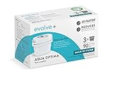 Aqua Optima Evolve+ Cartuccia Filtro per Acqua - Compatibile con Brita Maxtra, Maxtra+ e PerfectFit* - Riduce Cloro, Calcare, e Altri Impurità - 3 Filtri x 100L (3 Mesi)