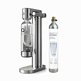 Aquafloow Macchina Soda per Acqua Frizzante in Acciaio Inox – Gasatore d’Acqua a Controllo Manuale con CO₂ Ricaricabile, Bombola fino a 60 Litri, Bottiglia in Plastica Senza BPA con Base Inox