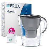BRITA Caraffa filtrante acqua Marella Grafite (2.4L) incl. 6 x BRITA filtri MAXTRA PRO All-in-1 che riduce cloro, calcare, PFAS e metalli - Eleganza e funzionalità