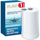 PURIT Filtro Compatibile Brita On Tap (600 L / 4 mesi) Cartuccia per Brita V-MF Riduce: cloro, PFAS, 99,99% dei batteri (1 Pezzo)