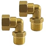 XNTONG - 90 Gradi Gomito Connettore Tubo Idraulico, Filettatura ad angolo d'ottone Connettore Raccordo, Femmina IPS 1/2 a maschio IPS 1/2, per tubi di Accessori (Confezione da 2)
