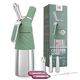 iSi Creative Whip Premium - Dispenser per crema da 500 ml, in acciaio inox, con 3 beccucci in acciaio inox e 2 capsule iSi per panna, dessert e salati, lavabile in lavastoviglie